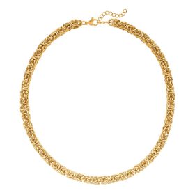 Kettengeflect Byzantin-Halskette, Reiner Edelstahl, ca. 50 cm, ca. 99,50g, goldfarben