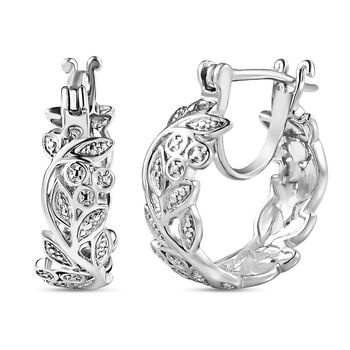 ALLORO platinierte Silber-Creolen mit Diamantakzenten