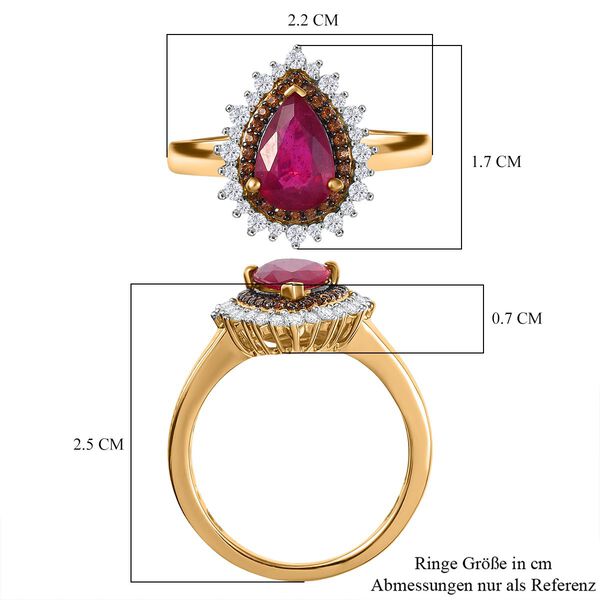 AA Afrikanischer Rubin, weißer und natürlicher Champagner Zirkon Ring - 2,31 ct. image number 5