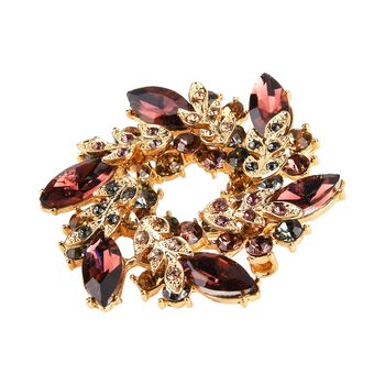 Mehrfarbiger Kristall Brosche  Gelb