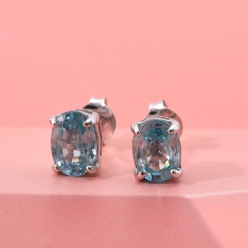 D’joy Blauer Zirkon Ohrringe 925 Silber rhodiniert ca. 2.46 ct image number 1