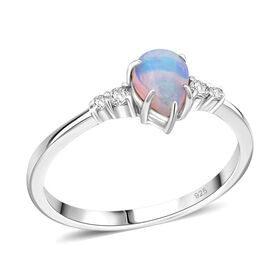 AA Natürlicher, äthiopischer Welo Opal und Moissanit Ring - 0,65 ct.