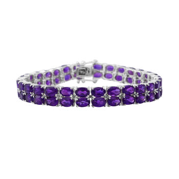 Afrikanisches Amethyst-Armband, ca. 20 cm, 925 Silber platiniert ca. 27,28 ct