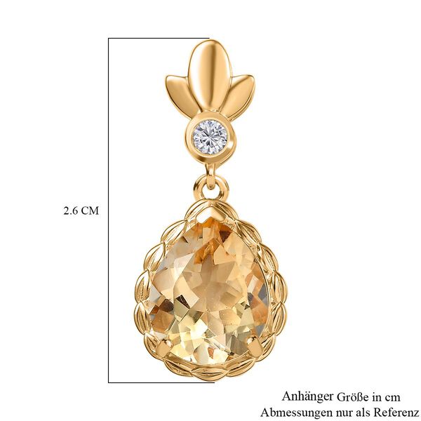 Citrin, Weißer Zirkon Anhänger Messing ca. 2.94 ct image number 5