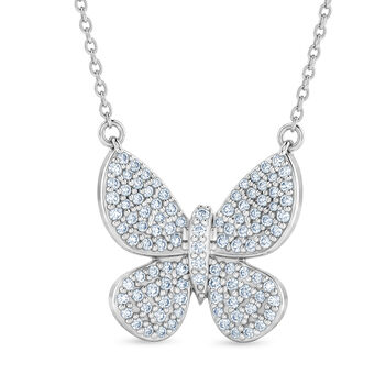 D'Joy Wei&szlig;er Diamant Schmuckset ca. 50 cm 925 Silber Rhodiniert ca. 0,53 ct.