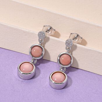 D'Joy Nat&uuml;rlicher Rosa K&ouml;nigsmuschel Perle (6 mm), Moissanit Ohrringe 925 Silber rhodiniert