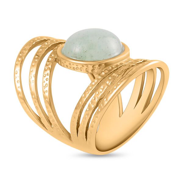 Grüner Aventurin Ring Reiner Edelstahl, goldfarben, (Größe 16.00) ca. 5.00 ct image number 5