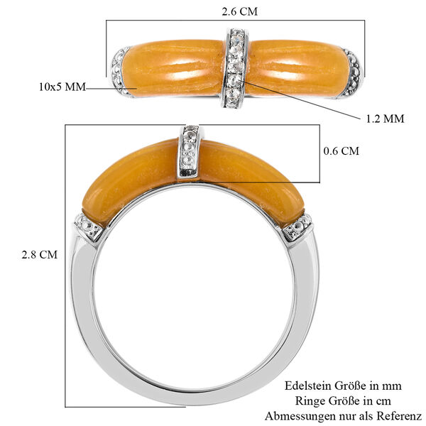 Gelbe Jade und Zirkon Ring 925 Silber Rhodium-Überzug image number 6