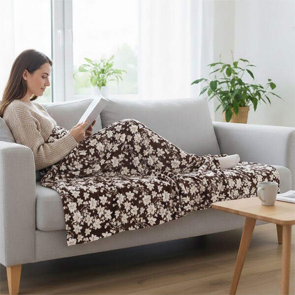 LIVMORE Flanell Decke, 150 x 220 cm, Bordeaux Wei&szlig; image number 1