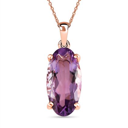 Rose de France Amethyst Anh&auml;nger mit Kette, 925 Silber ros&eacute;vergoldet ca. 8.49 ct