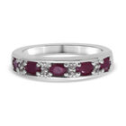 Rubin und Zirkon Half Eternity Band Ring 925 Silber platiniert (Größe 19.00) ca. 0,98 ct