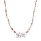 Keshi Perle (12x9 mm), Mehrfarbige Süßwasser Perle (7-8mm) Halskette ca. 50 cm 925 Silber vergoldet