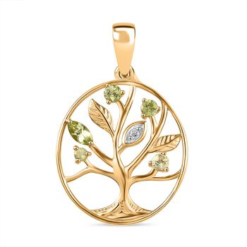 Nat&uuml;rlicher Peridot und Zirkon-Anh&auml;nger - 0,46 ct.