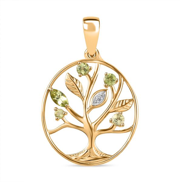 Nat&uuml;rlicher Peridot und Zirkon-Anh&auml;nger - 0,46 ct.