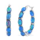 Künstlische Opal Creolen, Edelstahl in blauer magischer Farbe