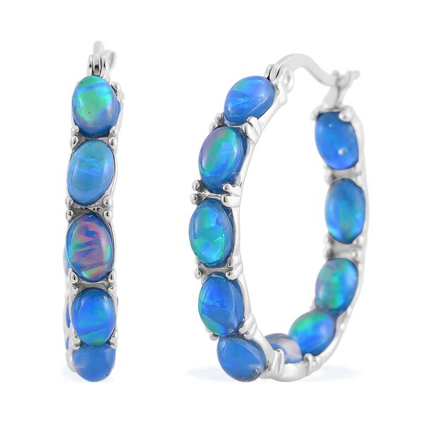 Blaue simulierte Opal-Inside-Out-Creolen image number 0