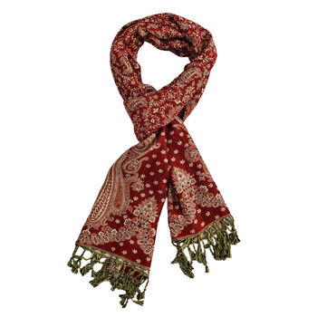 Gewebter Viskose Jamawar Schal, rot