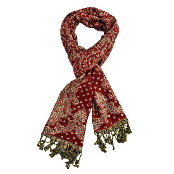 Gewebter Viskose Jamawar Schal, rot image number 4