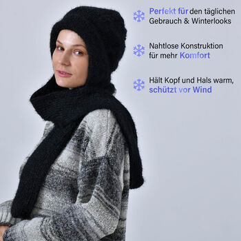 2-in-1 M&uuml;tzen- und Schalset, Winddicht und W&auml;rmend, Schwarz