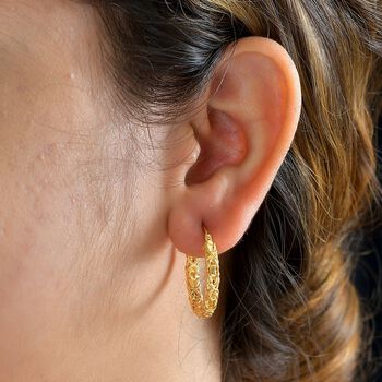 Creolen im byzantinischen Ketten-Design, 925 Silber 750 Gelbgold Vermeil