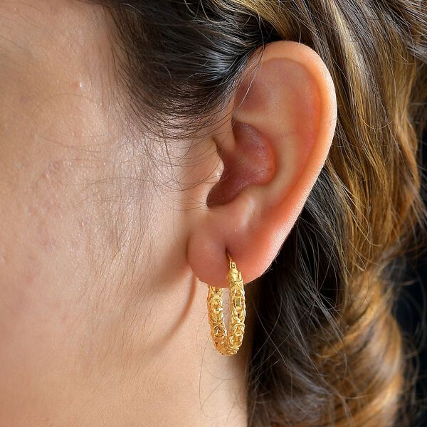 Creolen im byzantinischen Ketten-Design, 925 Silber 750 Gelbgold Vermeil image number 2