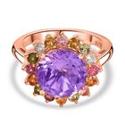 AA Rose De France Amethyst, Mehrfarbig-Turmalin Ring 925 Silber Roségold Vermeil (Größe 16.00) ca. 4,35 ct