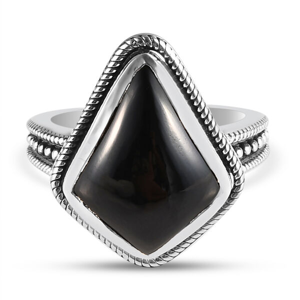 Schwarzer Spinell-Ring, 925 Silber  ca. 6,95 ct