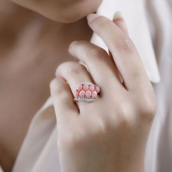 Oregon Sunrise Pfirsich Opal und Zirkon Ring- 2,36 ct. image number 3