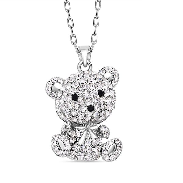 2er-Set, weißer und schwarzer Kristall-Anhänger mit Kette und Ohrringe - 9,09 ct. image number 3