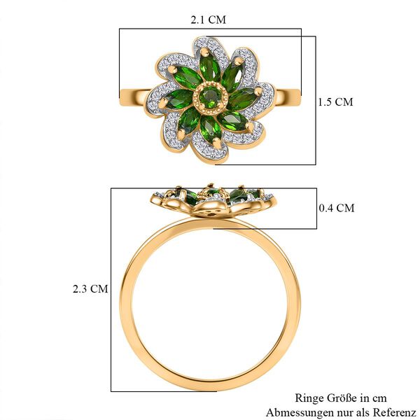 Nat&uuml;rlicher Chromdiopsid Ring 925 Silber vergoldet (Gr&ouml;&szlig;e 20.00) ca. 1,07 ct image number 6