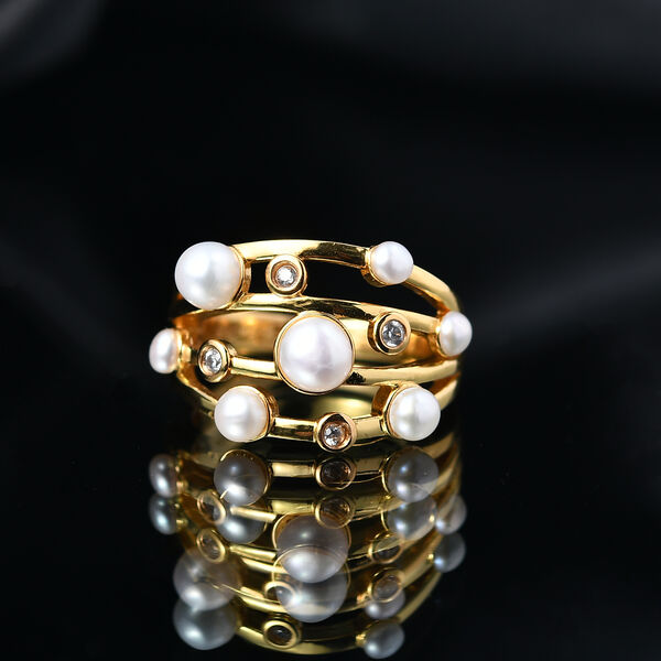 EVER TRUE S&uuml;&szlig;wasser Perle (5-5.5 mm) Ring Nickelfreies Messing (Gr&ouml;&szlig;e 18.00), Goldfarben image number 2