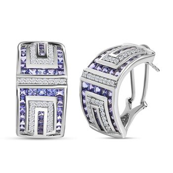 AA Tansanit Ohrringe, 925 Silber platiniert, ca. 6.37 ct