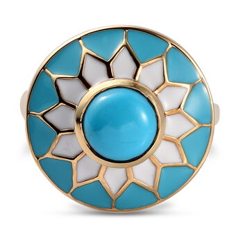 Nat&uuml;rlicher Sleeping Beauty T&uuml;rkis-Ring, 925 Silber Gelbgold Vermeil (Gr&ouml;&szlig;e 16.00) ca. 0,98 ct