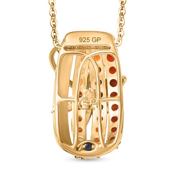 GP Trionfo Kollektion - AAAA Mexikanischer Purpurroter Feuer Opal Anhänger mit Kette, 925 Silber 750 Gelbgold Vermeil ca. 1.48 ct image number 6