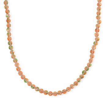 Flexible orange-gr&uuml;ne Regenblumen-Yuhua-Quarzit Halskette - 80 ct.