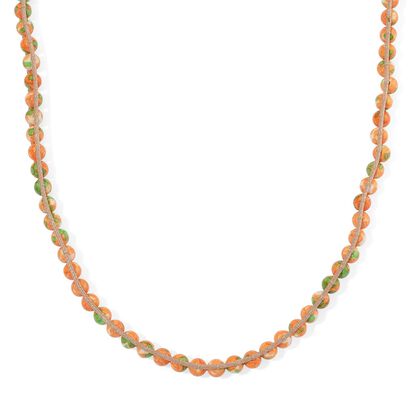 Orange-gr&uuml;ner Regenblumen-Yuhua-Quarzit Halskette, flexibel (ca. 42 cm), ca. 80.00 ct