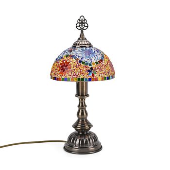 Orientalische Mosaik-Tischlampe, Mehrfarbig, ca. 17 x 28 cm, aus Glas und Metall, Mosaikblumen