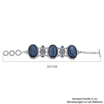 Sajen Silver- Kyanit, Regenbogen Mondstein und Regenbogen Paraiba 18,5cm Armband - 134,53 ct.