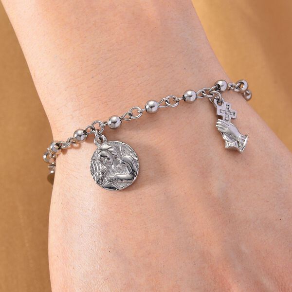 Charm-Armband mit Symbol Anh&auml;ngern, 316L Edelstahl, Silberfarben, ca. 19 cm image number 2