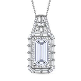 Moissanit Anhänger mit Kette, 925 Silber platiniert, 925 Silber rhodiniert ca. 4.03 ct
