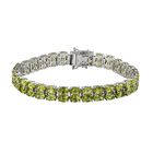 Natürliches Peridot-Armband, ca. 19 cm, 925 Silber platiniert ca. 27.96 ct