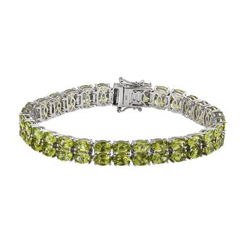 Nat&uuml;rliches Peridot-Armband, ca. 19 cm, 925 Silber platiniert ca. 27.96 ct