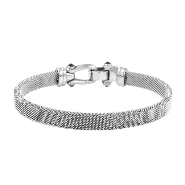 Roter Granat und wei&szlig;er Kristal-Armreif, 20 cm, Edelstahl ca. 0,13 ct image number 5