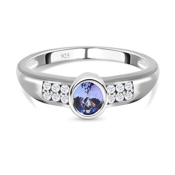 Tansanit und wei&szlig;er Zirkon-Ring - 0,46 ct.
