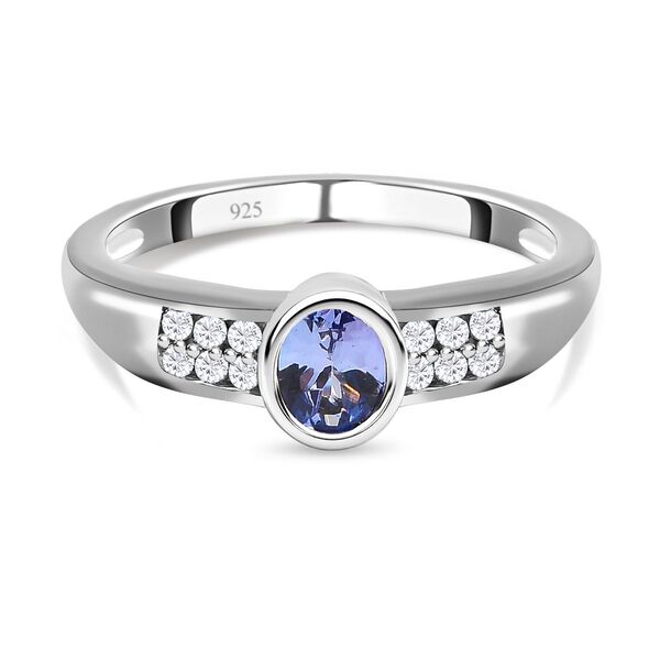 Tansanit und wei&szlig;er Zirkon-Ring - 0,46 ct.
