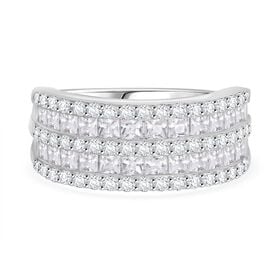 Weißer Zirkonia Ring 925 Silber rhodiniert (Größe 20.00)