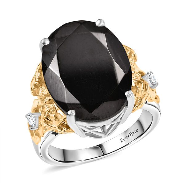 Elite Shungit, Weißer Zirkon Ring Nickelfreies Messing (Größe 18.00) ca. 6,22 ct image number 4