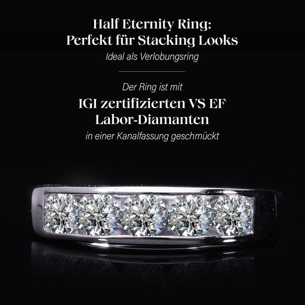 LUXURIANT IGI zertifizierter VS-EF Labor Diamant Ring in 950 Platin - 1,60 ct. image number 3