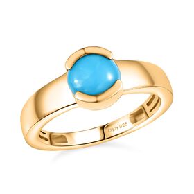 D'Joy AA Sleeping Beauty Türkis Ring 925 Silber 750 Gelb Vergoldet (Größe 16.00) ca. 1,27 ct