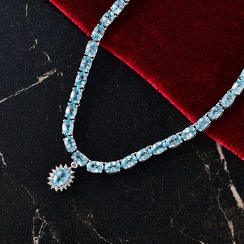 D'Joy Blauer Zirkon Halskette ca. 45 cm 925 Silber rhodiniert ca. 25,96 ct.